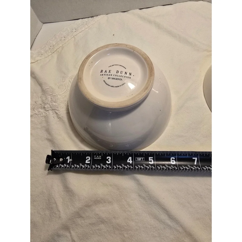 Rae Dunn MINE Ceramic Bowl White Black Lettering Artisan Collection by Magenta‎
